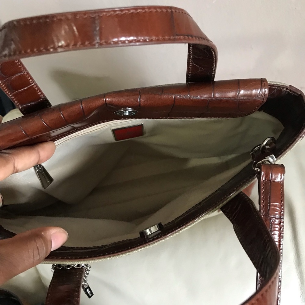 SOLD Cole Haan Canva Brown Croc Leather Shoulder - Picture 8 of 8